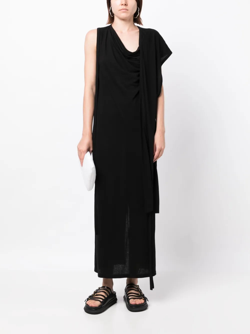 Asymmetric Draped Maxi Dress