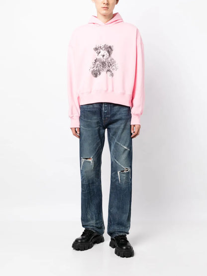 Teddy Bear-Print Cotton Hoodie