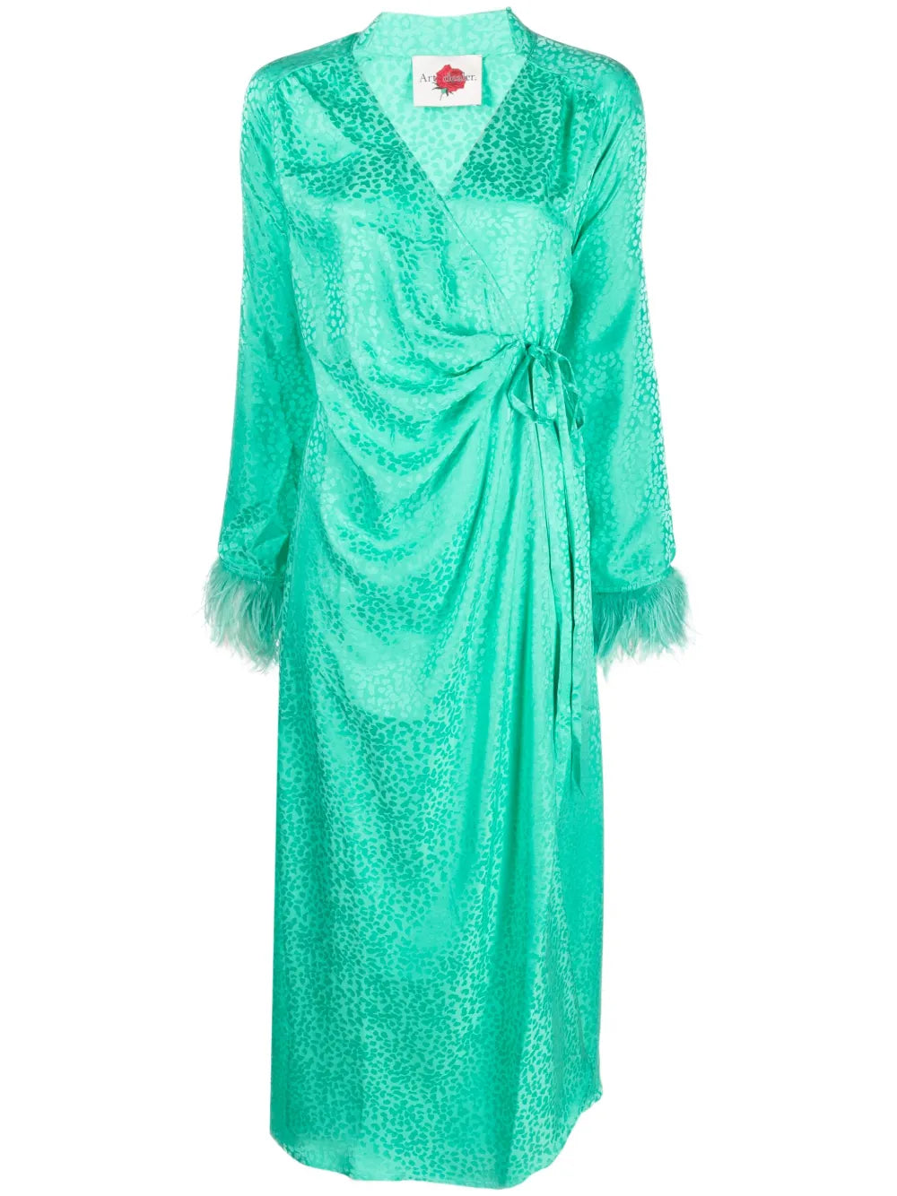 Feather-Detailing Wrap-Design Dress