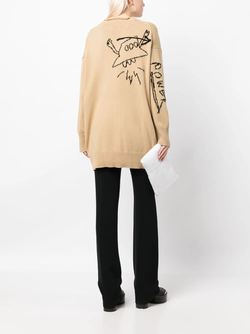 Patterned-Intarsia Drop-Shoulder Cardigan