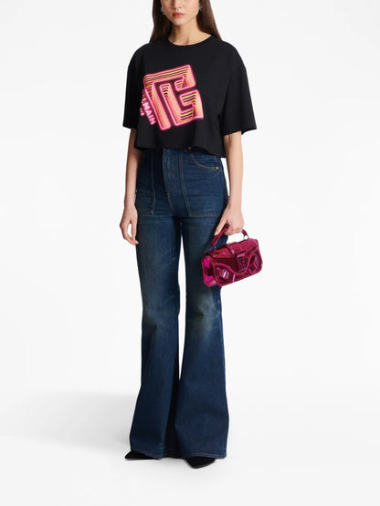 Logo-Print Cropped T-Shirt