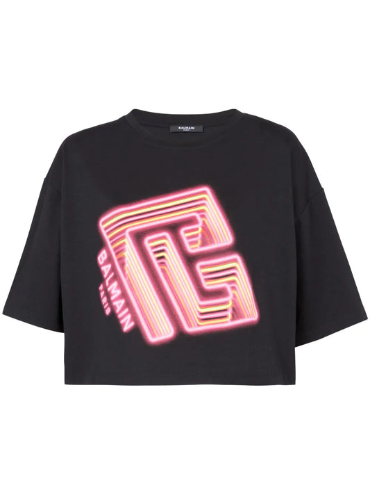 Logo-Print Cropped T-Shirt