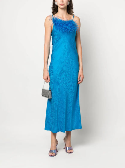Feather-Detailing Sleeveless Dress