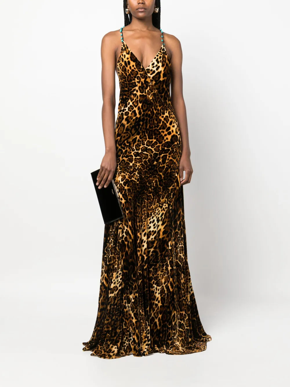 Crisscross Back Leopard Print Maxi Dress