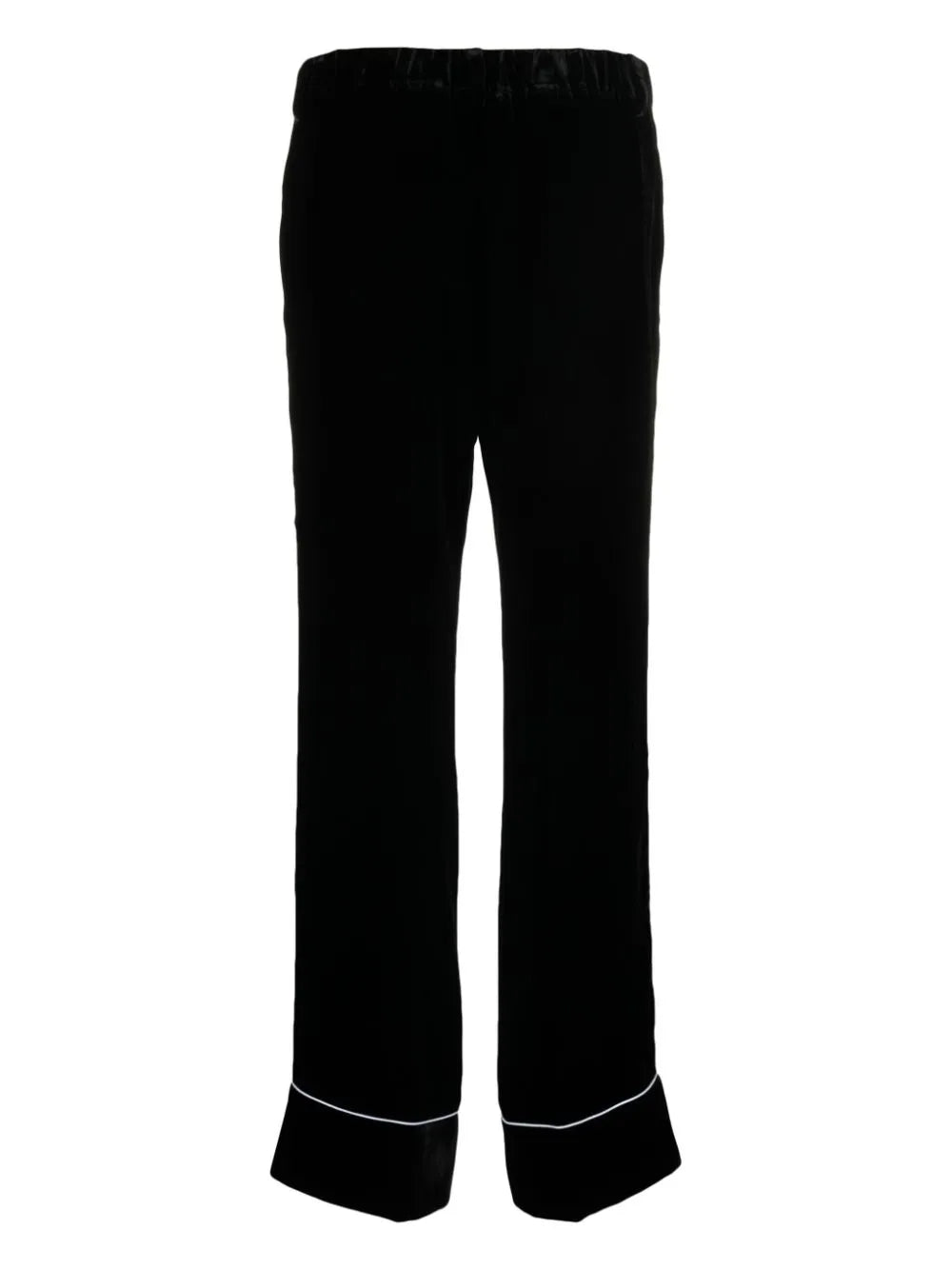 Piped-Trim Straight-Leg Trousers