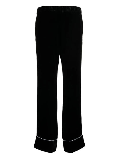 Piped-Trim Straight-Leg Trousers