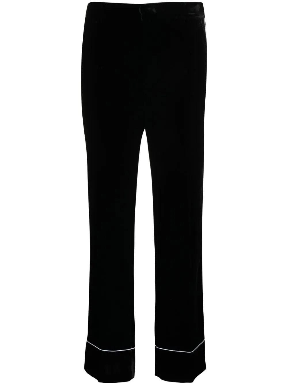 Piped-Trim Straight-Leg Trousers
