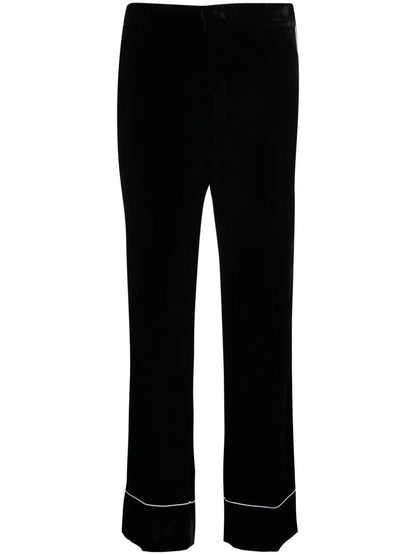 Piped-Trim Straight-Leg Trousers