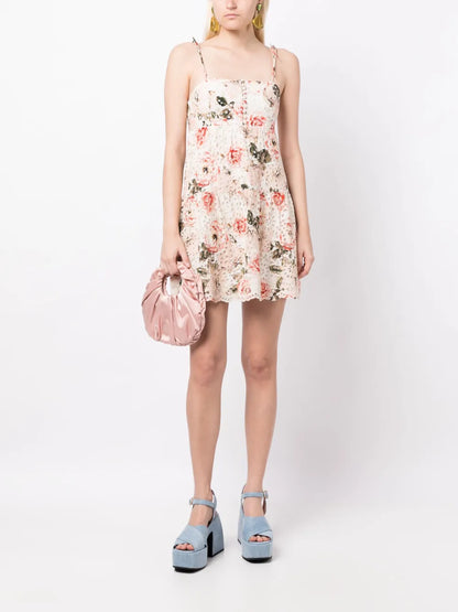 Lorelle Babydoll Floral-Print Minidress