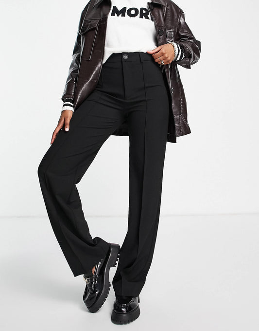 High Waisted Tailored Straight Leg Trouser With Front Seam