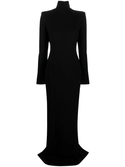High-Neck Open-Back Maxi Dress