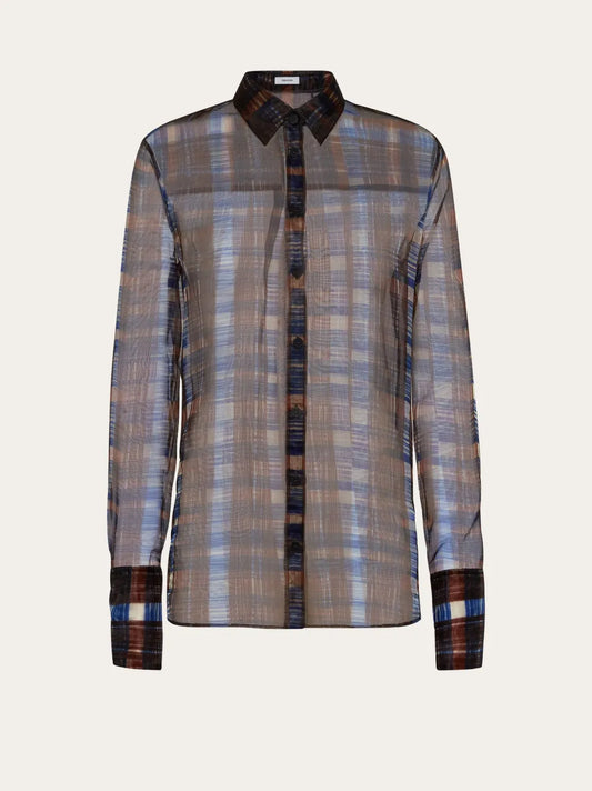 Long-Sleeved Organza Shirt