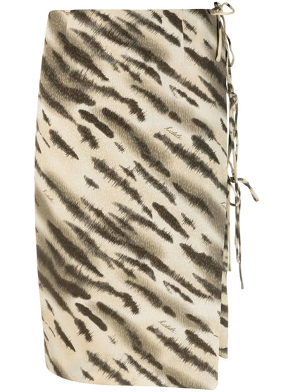 Tiger-Print Tie-Detail Skirt