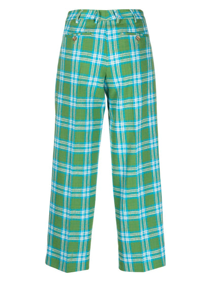 Check-Pattern Cropped Trousers