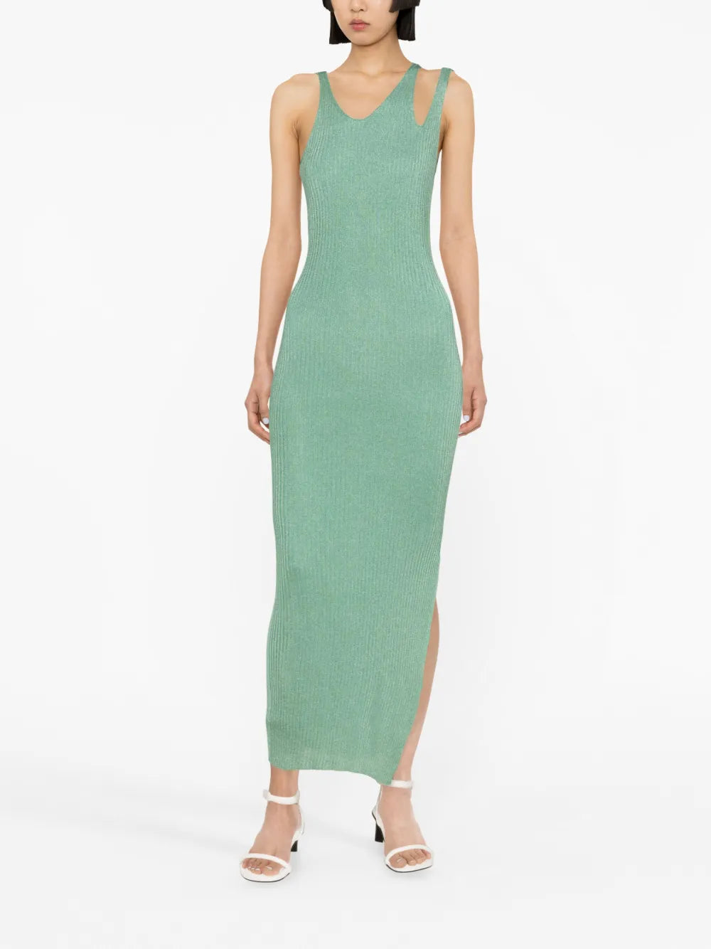 Ivette Metallic-Rib Midi Dress