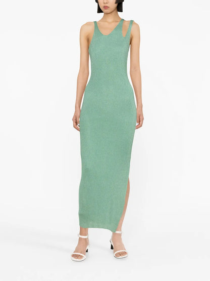 Ivette Metallic-Rib Midi Dress