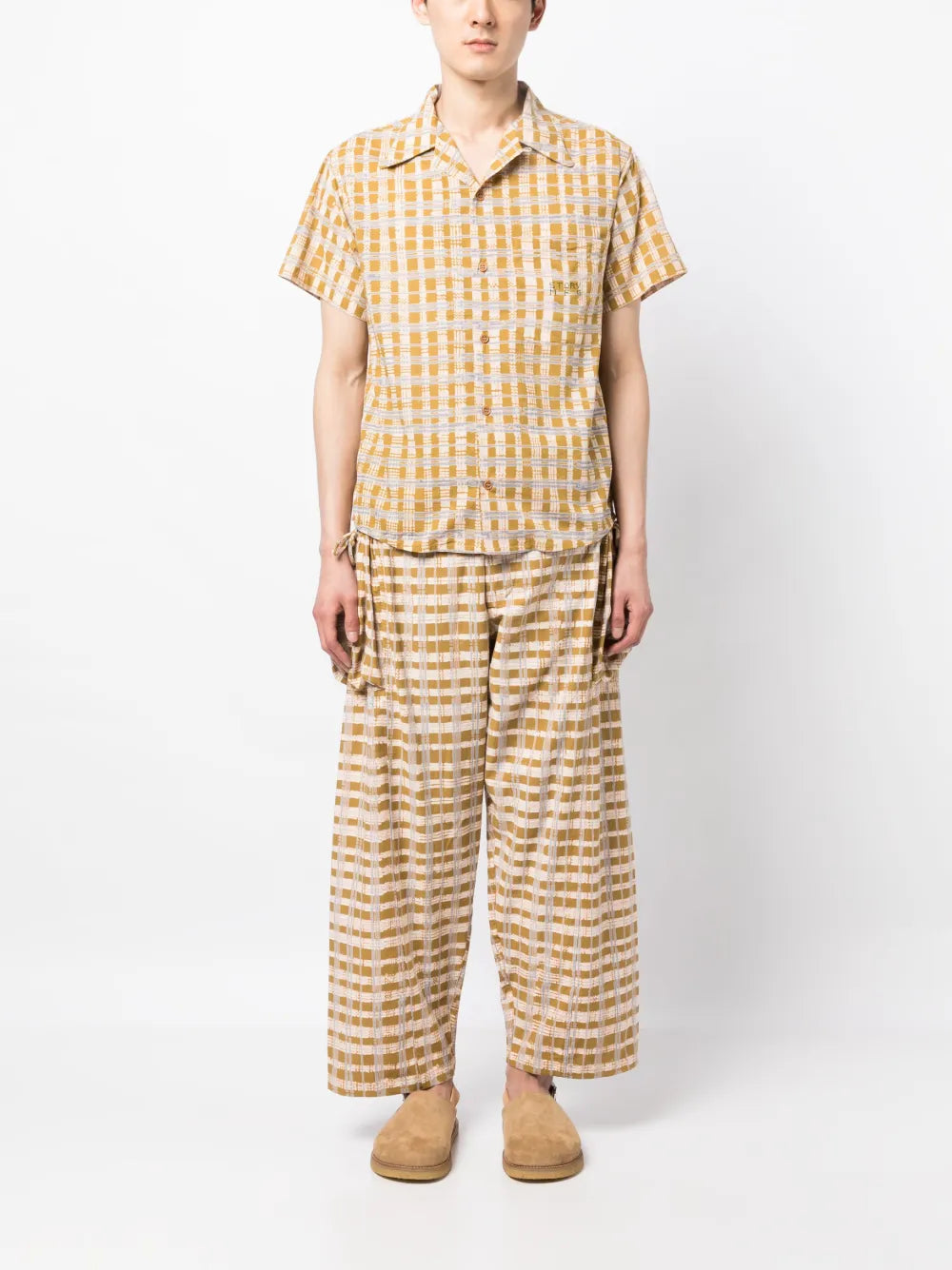 Check-Print Wide-Leg Trousers