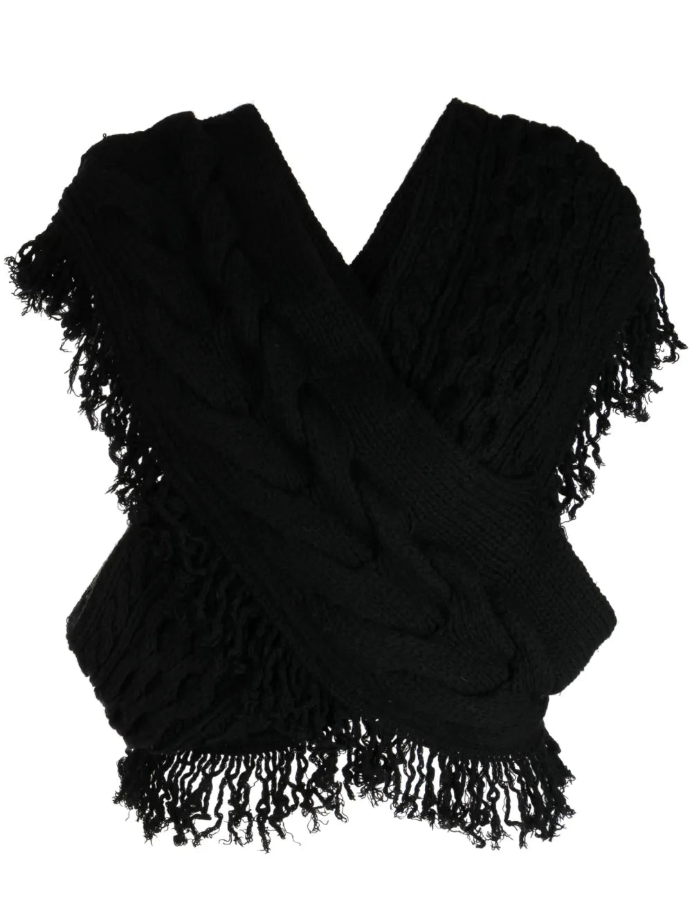 Fringed Cable-Knit Top