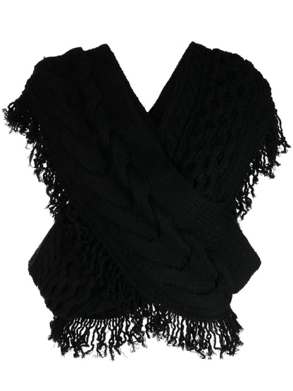 Fringed Cable-Knit Top