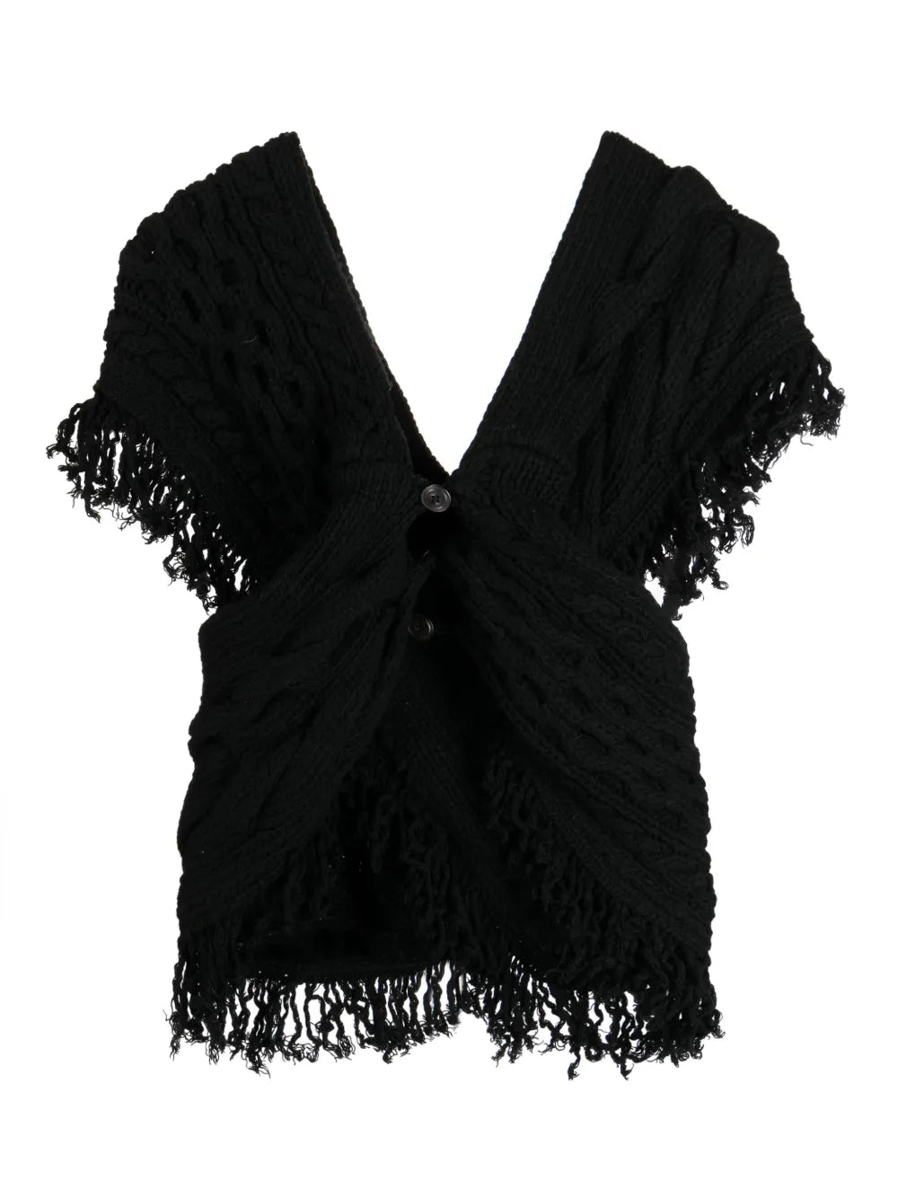 Fringed Cable-Knit Top