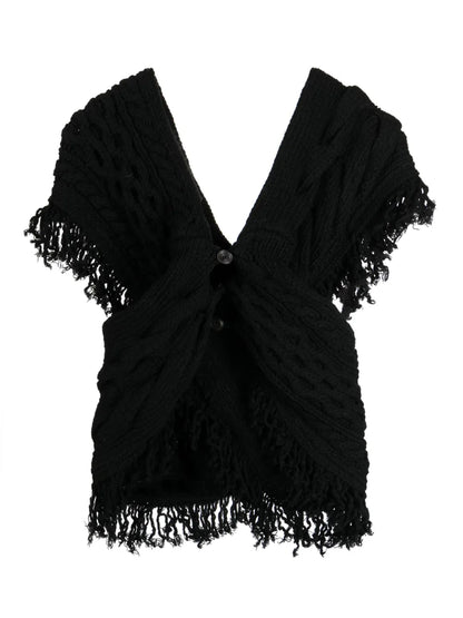 Fringed Cable-Knit Top