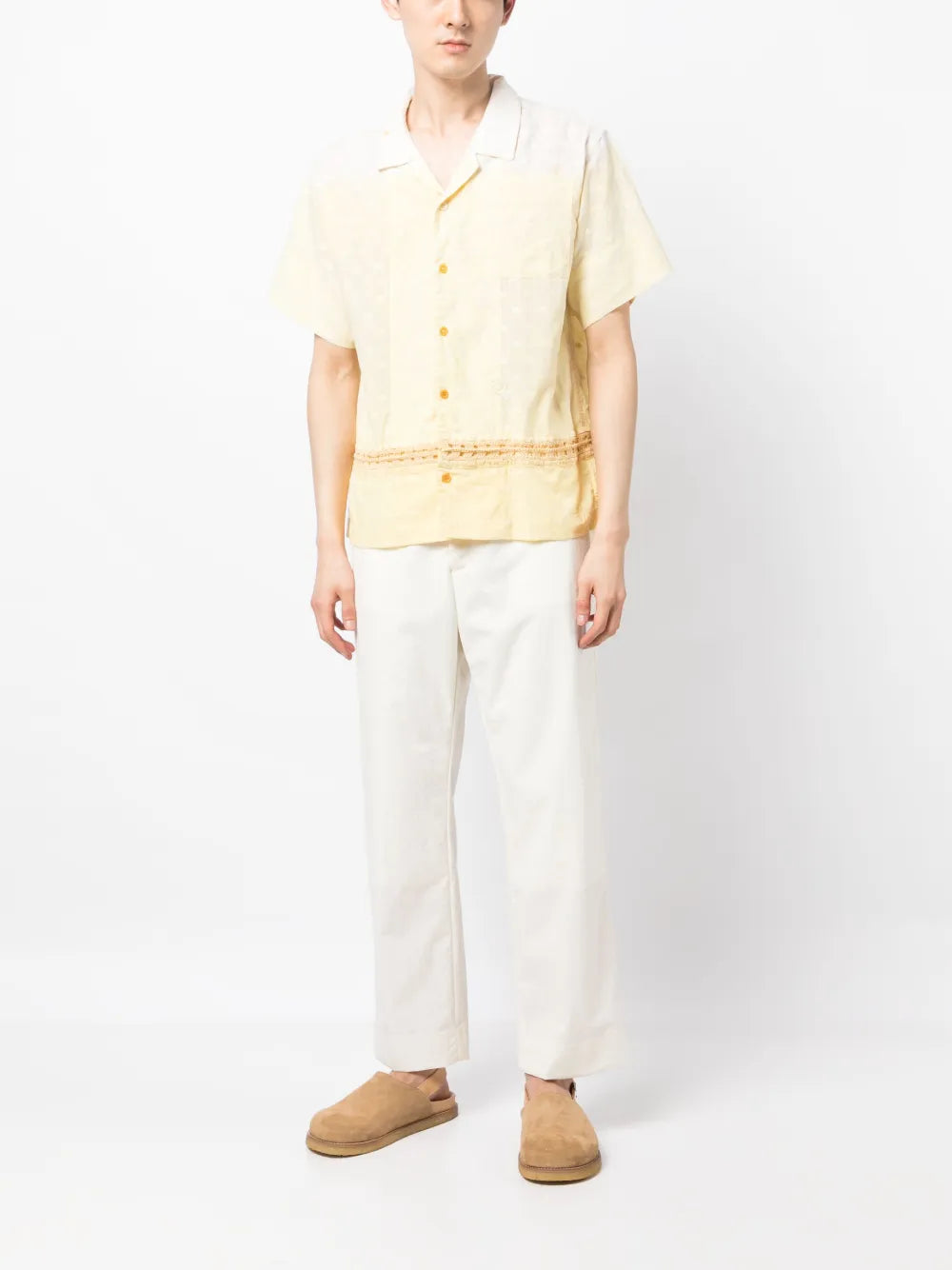 Crochet-Knit Short-Sleeved Shirt