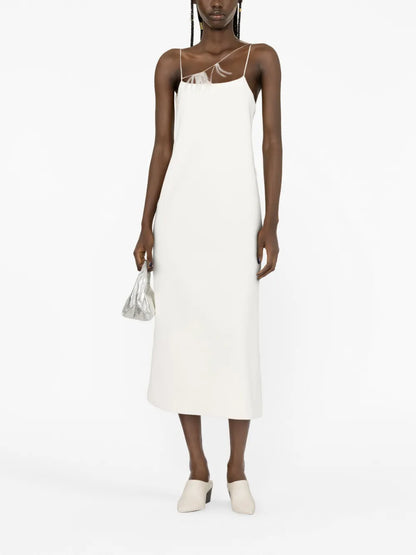 Feather-Trim Slip Dress