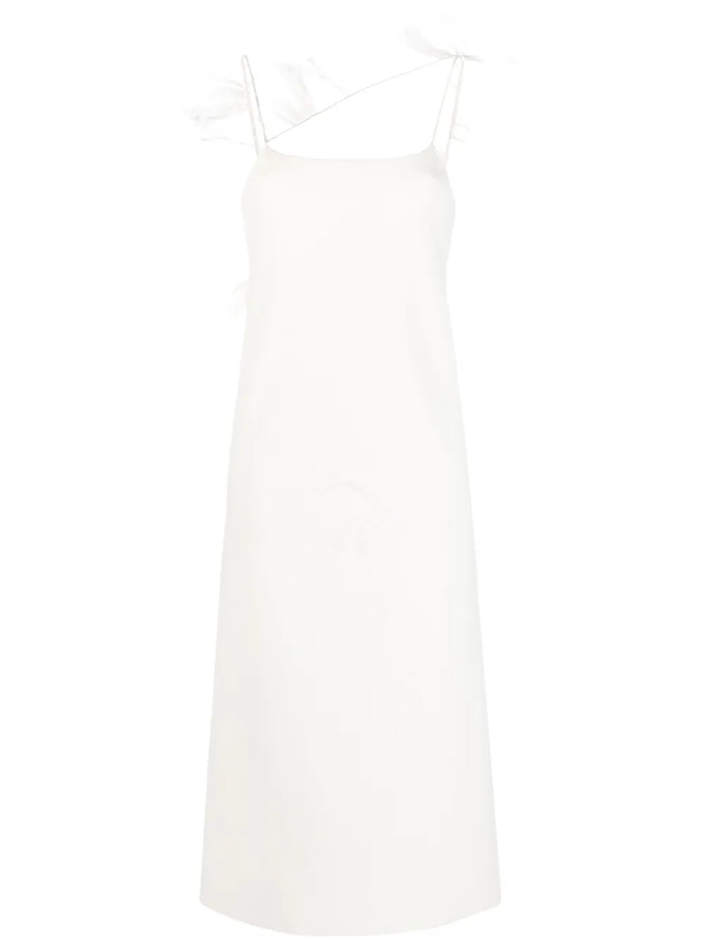 Feather-Trim Slip Dress