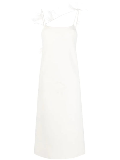 Feather-Trim Slip Dress