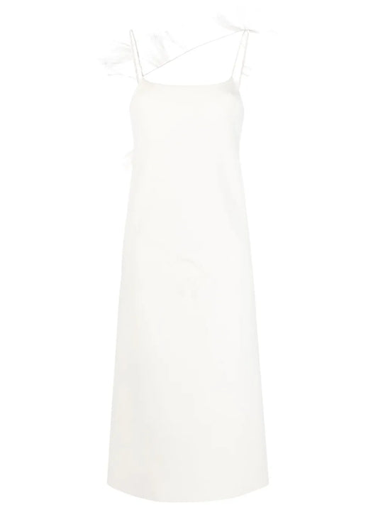 Feather-Trim Slip Dress
