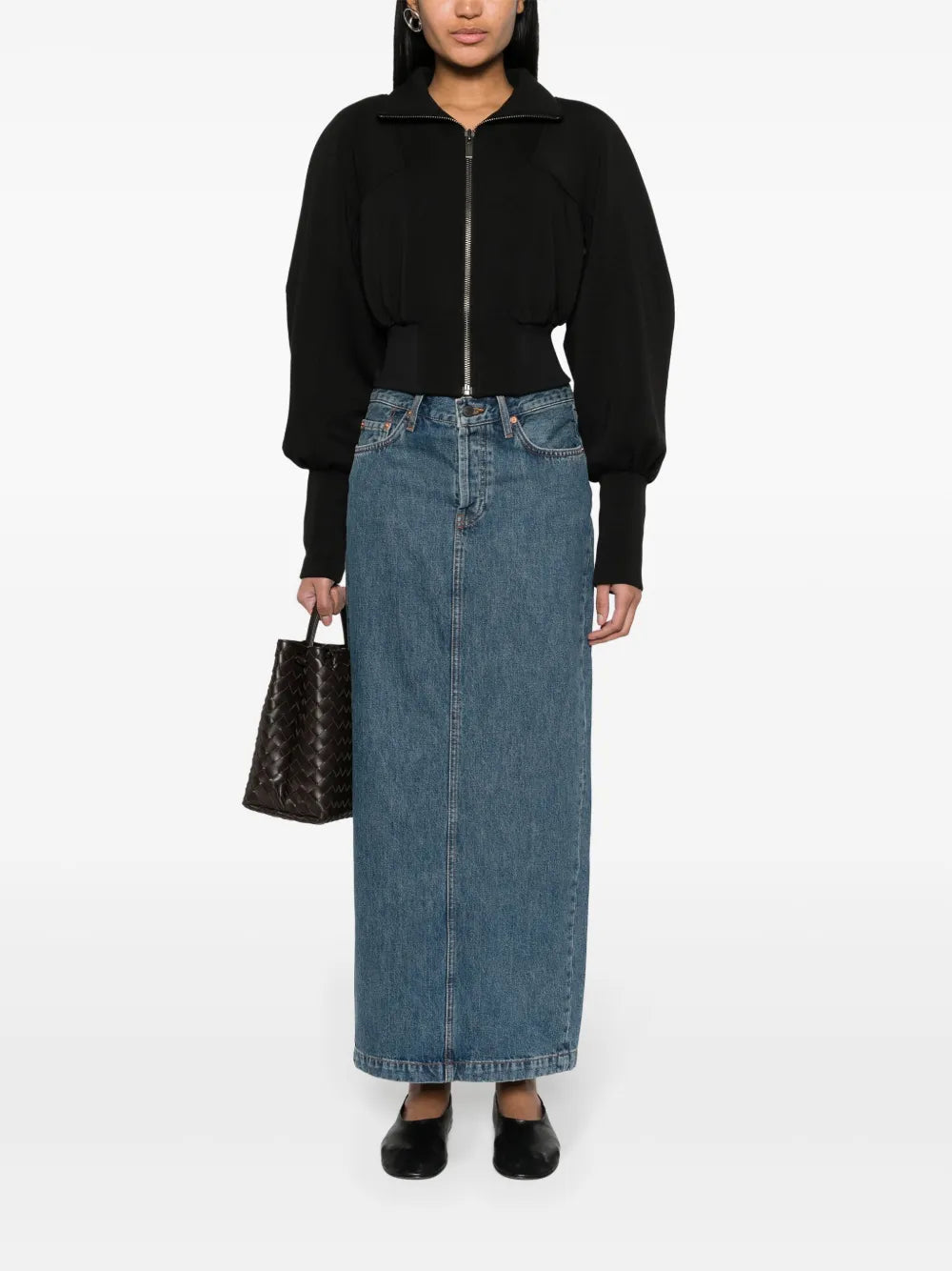 Denim Column Maxi Skirt