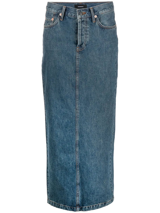Denim Column Maxi Skirt