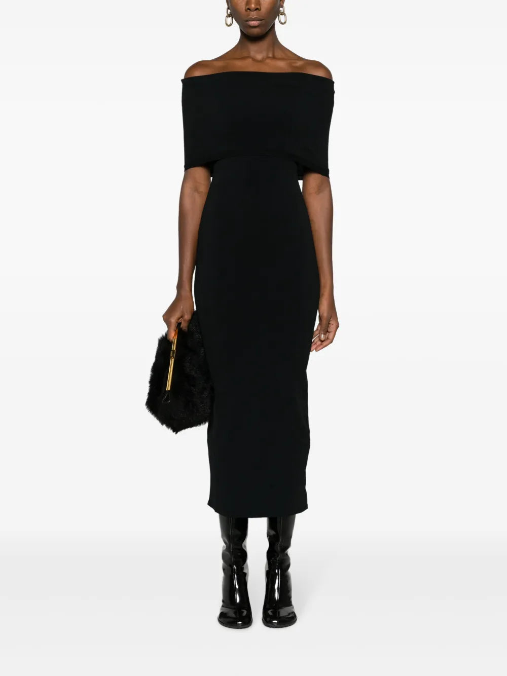 Off-Shoulder Ribbed Dress