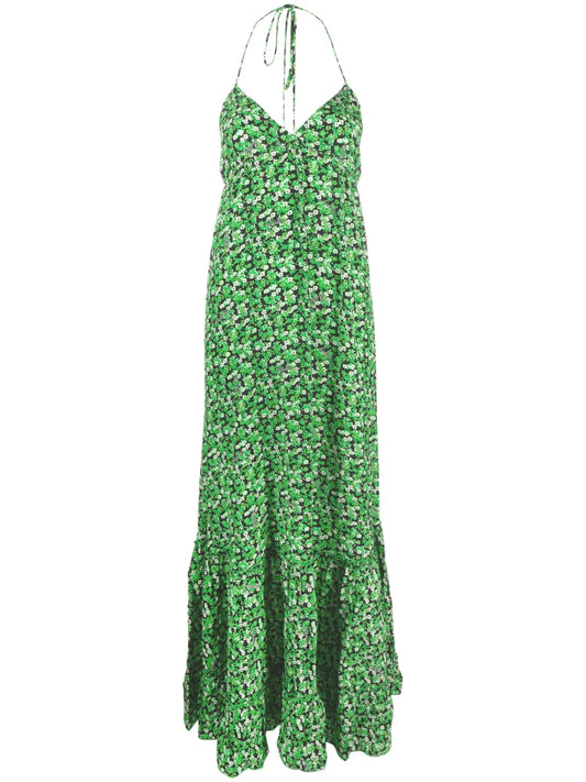 Floral-Print Halterneck Maxi Dress