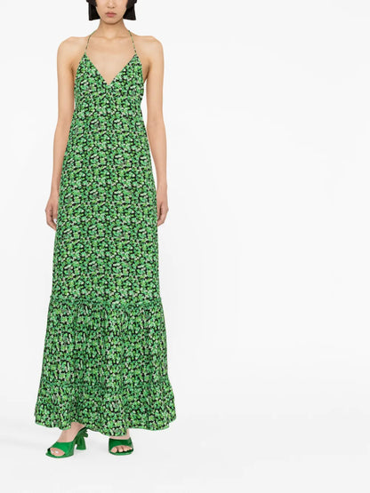 Floral-Print Halterneck Maxi Dress