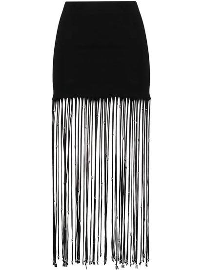 Fringed Jersey Maxi Skirt