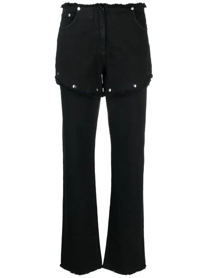 Snap Off Frayed Straight-Leg Jeans