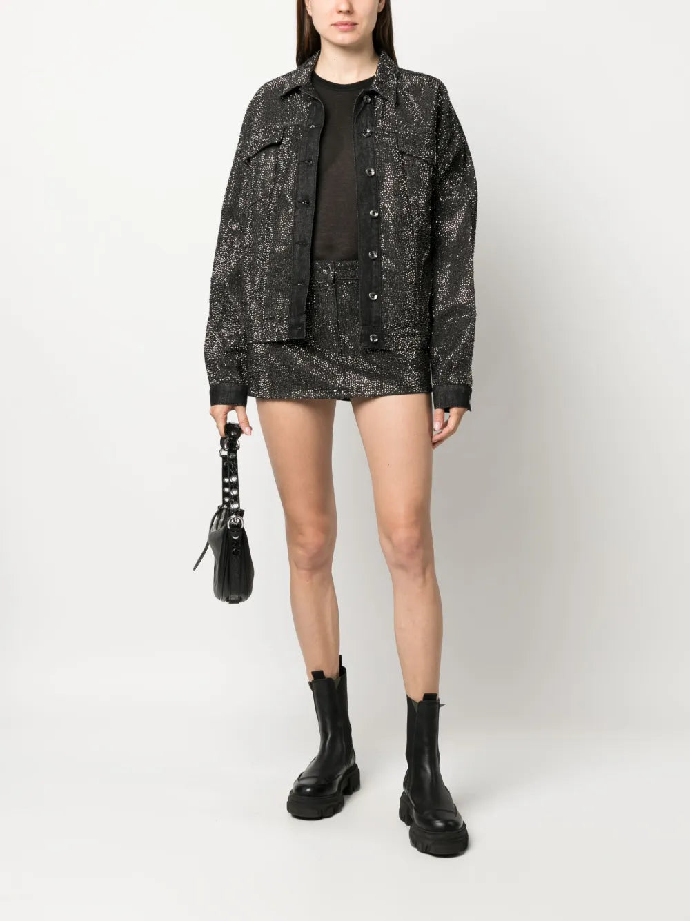 Crystal-Embellished Denim Jacket