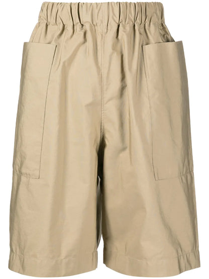 Elasticated-Waistband Straight-Leg Shorts