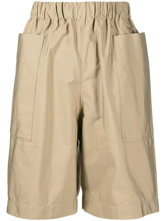 Elasticated-Waistband Straight-Leg Shorts