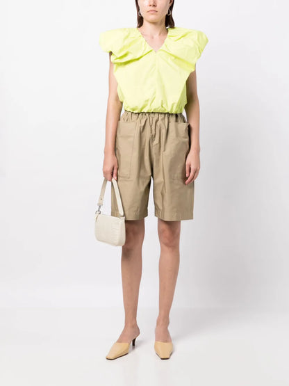 Elasticated-Waistband Straight-Leg Shorts