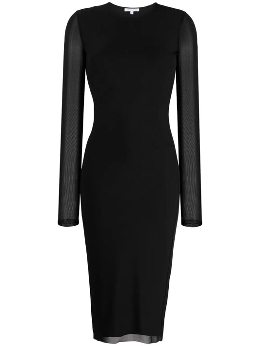 Long-Sleeved Panelled Midi Dress