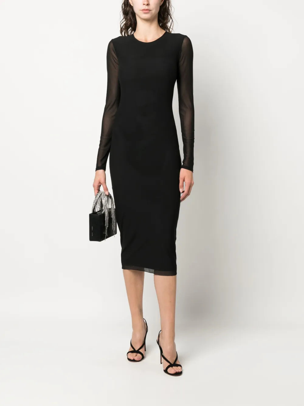Long-Sleeved Panelled Midi Dress