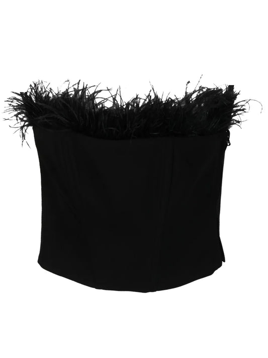 Feather-Detailing Strapless Top
