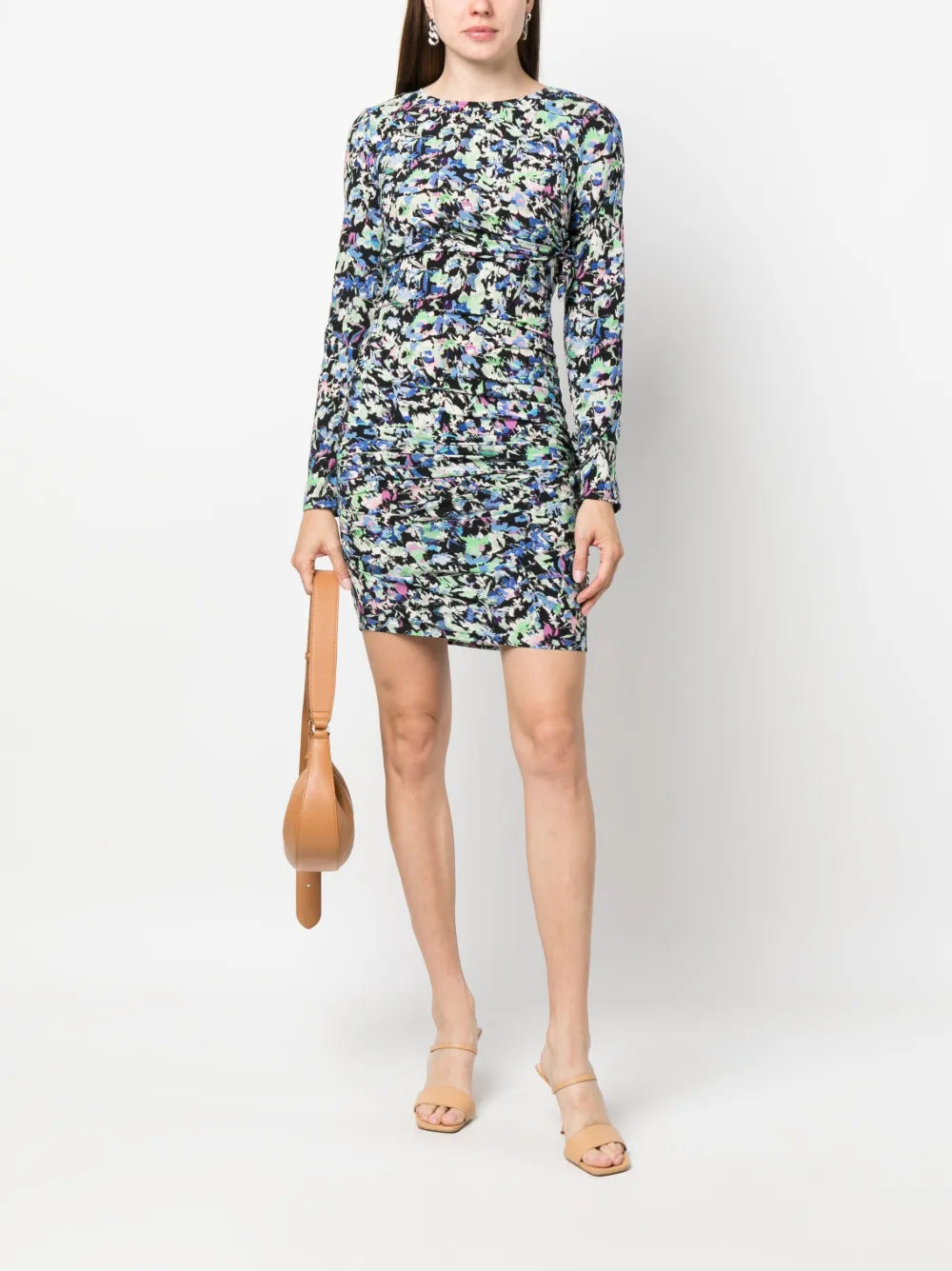 Floral-Print Ruched Dress