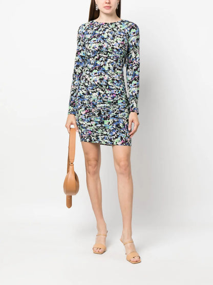 Floral-Print Ruched Dress