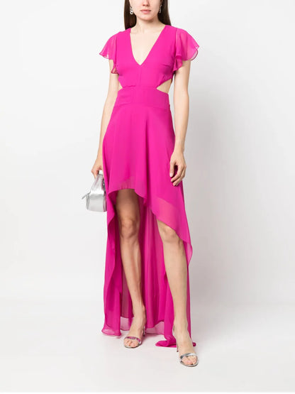 Cut-Out Detail Chiffon Maxi Dress