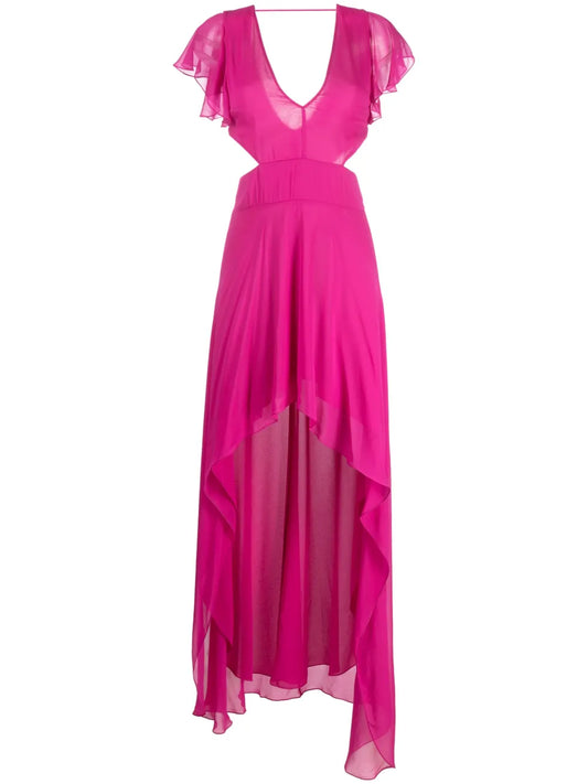 Cut-Out Detail Chiffon Maxi Dress