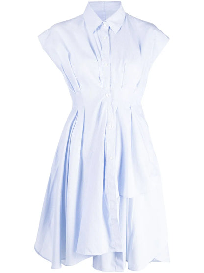 Ruffled Fitted-Waist Cotton Dress