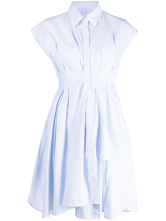 Ruffled Fitted-Waist Cotton Dress